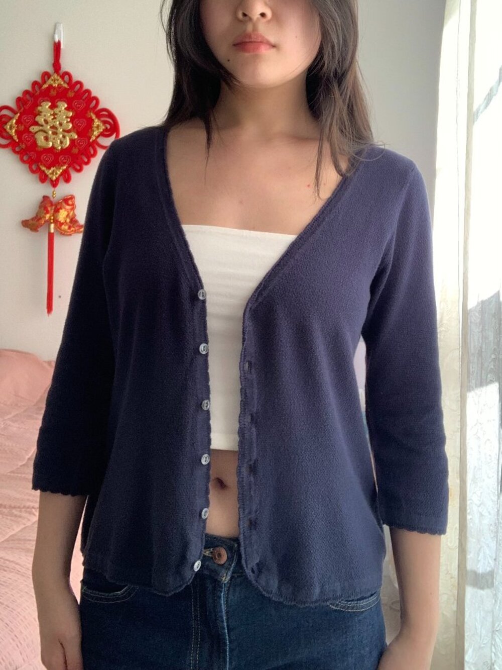 Tommy Bahama Cotton Navy Blue Cardigan